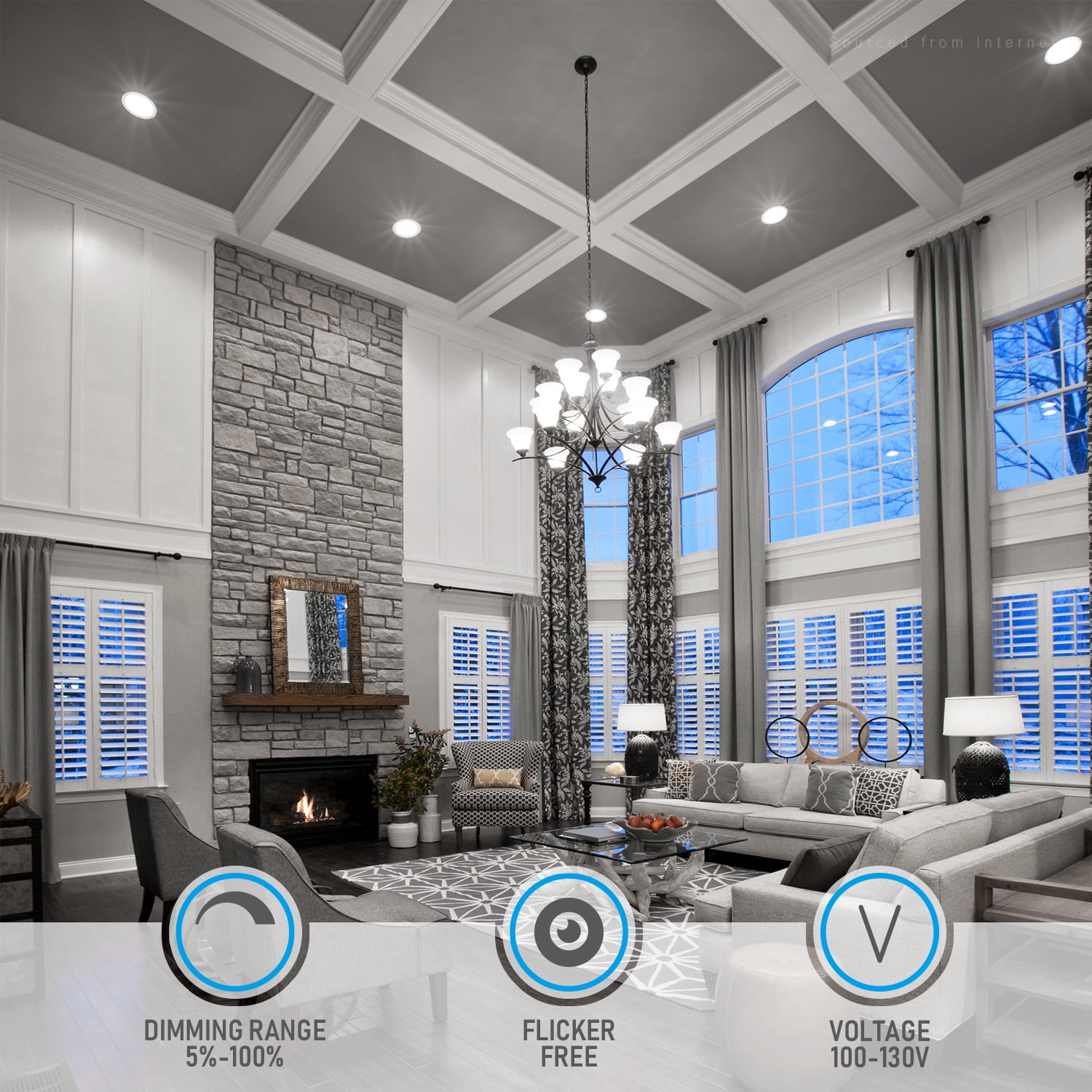 18W 8 Inch Ultra-Thin Recessed Ceiling Light with J-Box, 5000K Daylight