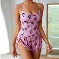 thumbnail image 2 of Women’s Valentine’s Pajama Set Lover Heart Print Crew Neck Sleeveless Short Nightgown Loose Fit Casual Sleep Dress Wide Strap Sleep Wear Lightweight Casual Pjs Red S, 2 of 9