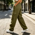 thumbnail image 5 of Maplenight Womens Cargo Pants Elastic Waist Button Hiking Pants Casual Travel Work Trousers with Multi Pockets, 5 of 8