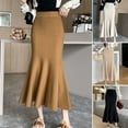 thumbnail image 2 of Fishtail Skirt Elastic High Waist Hip Wrapped Maxi Skirt Solid Color Office Lady Knitting Long Skirt Work Leisure Wear, 2 of 8
