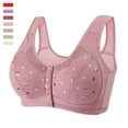 thumbnail image 1 of Front Close Button Cotton Bras For Older Women No Wire, Buckle Bra, Large Size Bra, 1 of 5