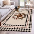 thumbnail image 3 of 3x5 Washable Area Rug, Vintage Country Non-Slip Rectangle Rug for Living Room Bedroom, Star Wreath Farmhouse Black Buffalo Plaid Indoor Low Pile Floor Mat for Home Decor, 3 of 9