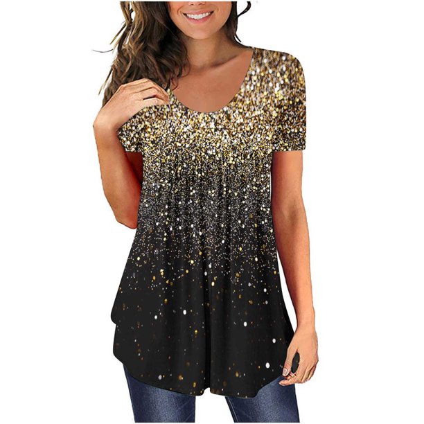 Blusa de manga corta con cuello redondo, informal, cómoda, a la moda para mujer OAVQHLG3B Store lin121212