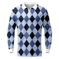 thumbnail image 4 of Men Polo Shirt Male Casual Autumn Lozenge Print T Shirt Turn Down Collar Long Sleeve Tops T Shirt, 4 of 4