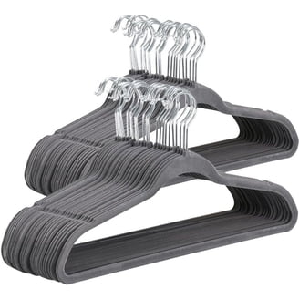 VECELO Premium Velvet Clothes Hangers 30 Pack - Non-Slip, Space Saving With 6 Clips & Tie Rack, Black