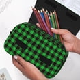 thumbnail image 6 of Sikiie Buffalo Plaid Green Black Print Flip Double-layer Pencil Case, All-purpose Stationery Bag for Study and Office, Zipper Design, Unisex, 6 of 7