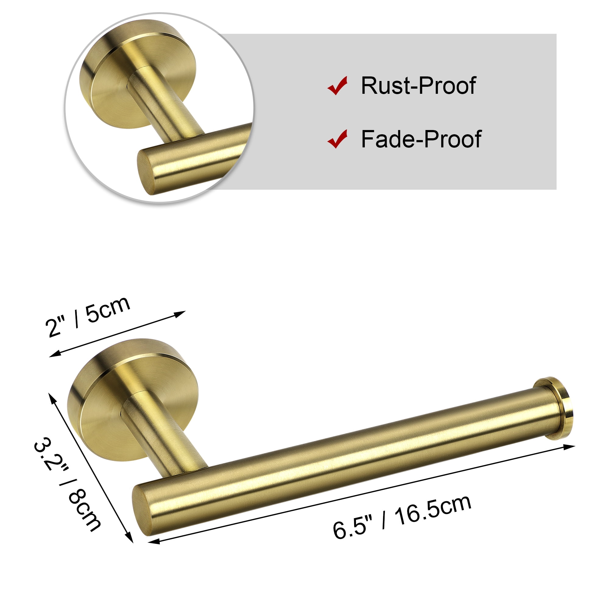 Vanityfair Self-Adhesive Wall-Mounted Toilet Paper Holder Brushed Gold