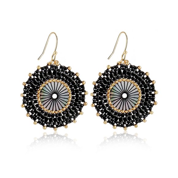 Aros Joya Love Hechos a Mano con Cuentas de Colores Negros 3.2 cm