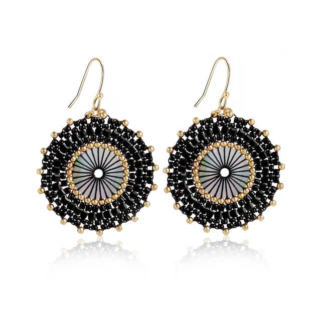 Aros Joya Love Hechos a Mano con Cuentas de Colores Negros 3.2 cm