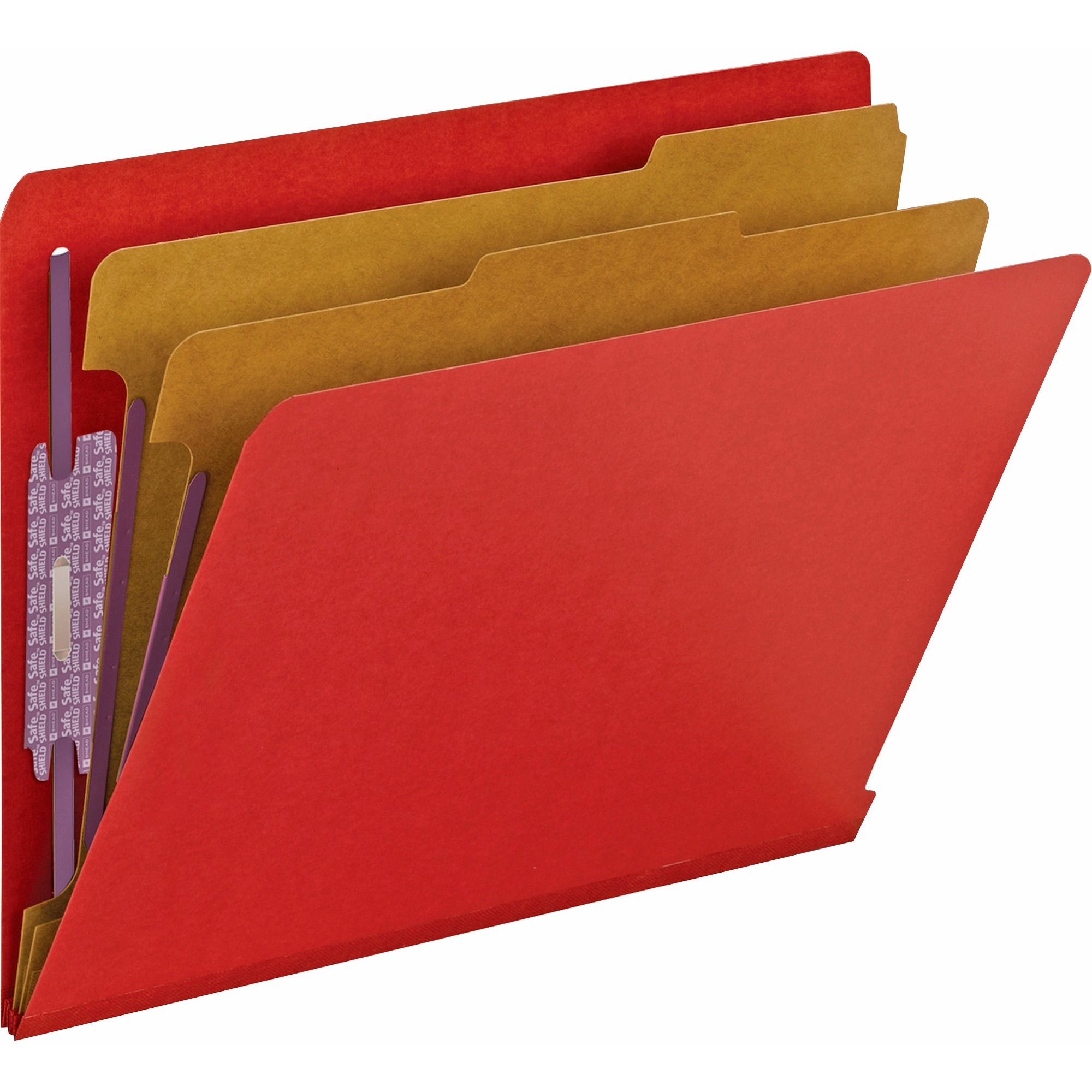 Smead Classification Folders with SafeSHIELD Fasteners, Bright Red, 10