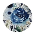 thumbnail image 4 of JRXY Navy Watercolor Flowers Boho Roses Round Tablecloth with Elastic Edge 100% Polyester Fiber White, 4 of 8