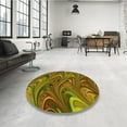 thumbnail image 4 of Ahgly Tapis Rond Lavable en Machine Intérieur Transitionnel Brun Bronze Foncé, 4 Pieds Rond, 4 of 7