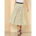 thumbnail image 5 of MODA NOVA Juniors Polka Dots Elastic High Waist Pleated  A-Line Swing Skirt Apricot XS, 5 of 6
