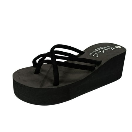 

SEMIMAY Shoes Wedges Slippers Beach Bohemian Ladies Flops For Women Slippers Flip Sandals Causal Women s slipper Black