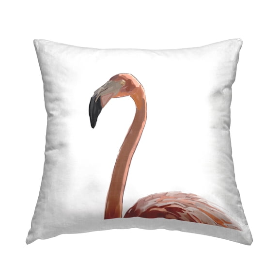 Stupell Industries Flamingo Bird Casual White Portrait Square Decorative Printed Throw Pillow, 18 x 18,