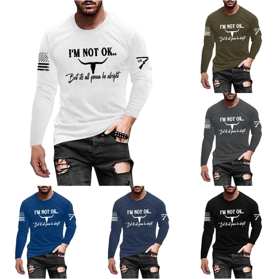 Venzia I'm Not Okay But It's Going to Be Alright T-Shirt Men Vintage Country Music Tee
