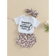 thumbnail image 3 of Coduop Baby Girls Outfit Set,Short Sleeve Romper with Baseball Print Shorts and Hairband 3Pcs Set, 3 of 9