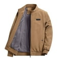 thumbnail image 1 of LOVZFMLL Jackets for Men's Solid Color Corduroy Long Sleeved Pocket Stand Up Collar Jacket Coat, 1 of 2