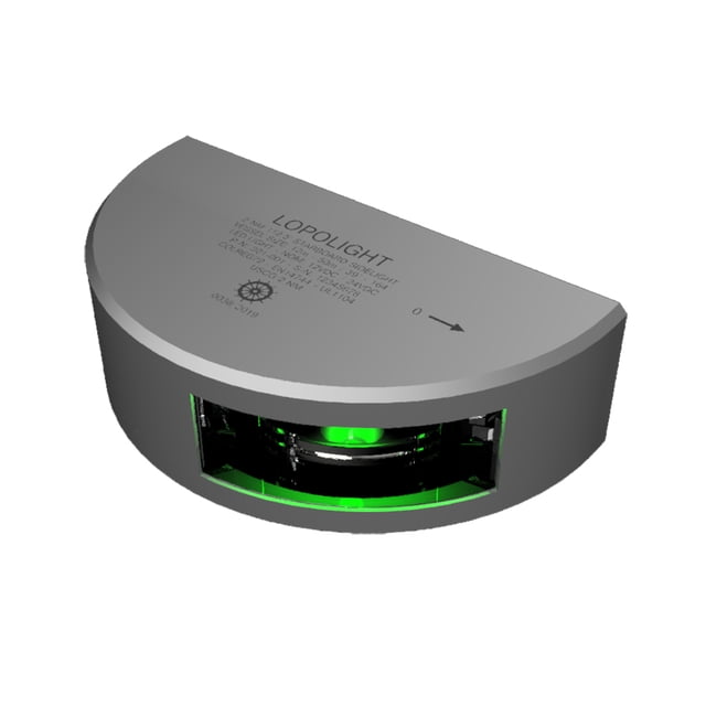 Lopolight Starboard SideLight - Montaje vertical - Carcasa plateada - 2nm - Verde
