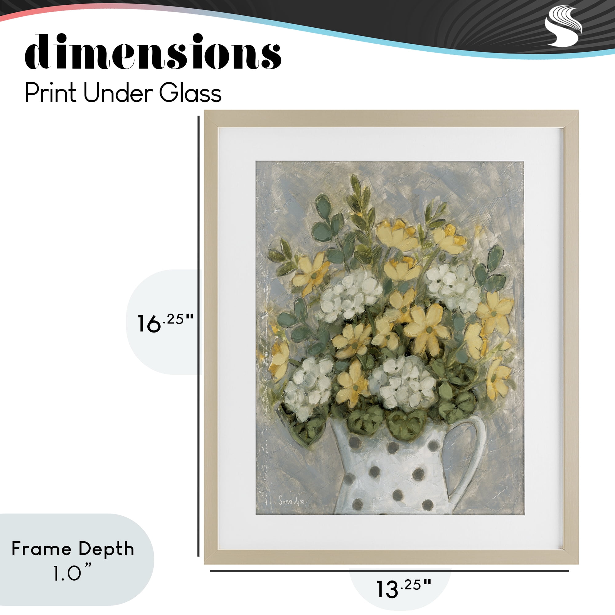 Stupell Industries Farm Fresh Bouquet Dotted Vase Birch Framed Print Under Glass, design by Sara G. Designs