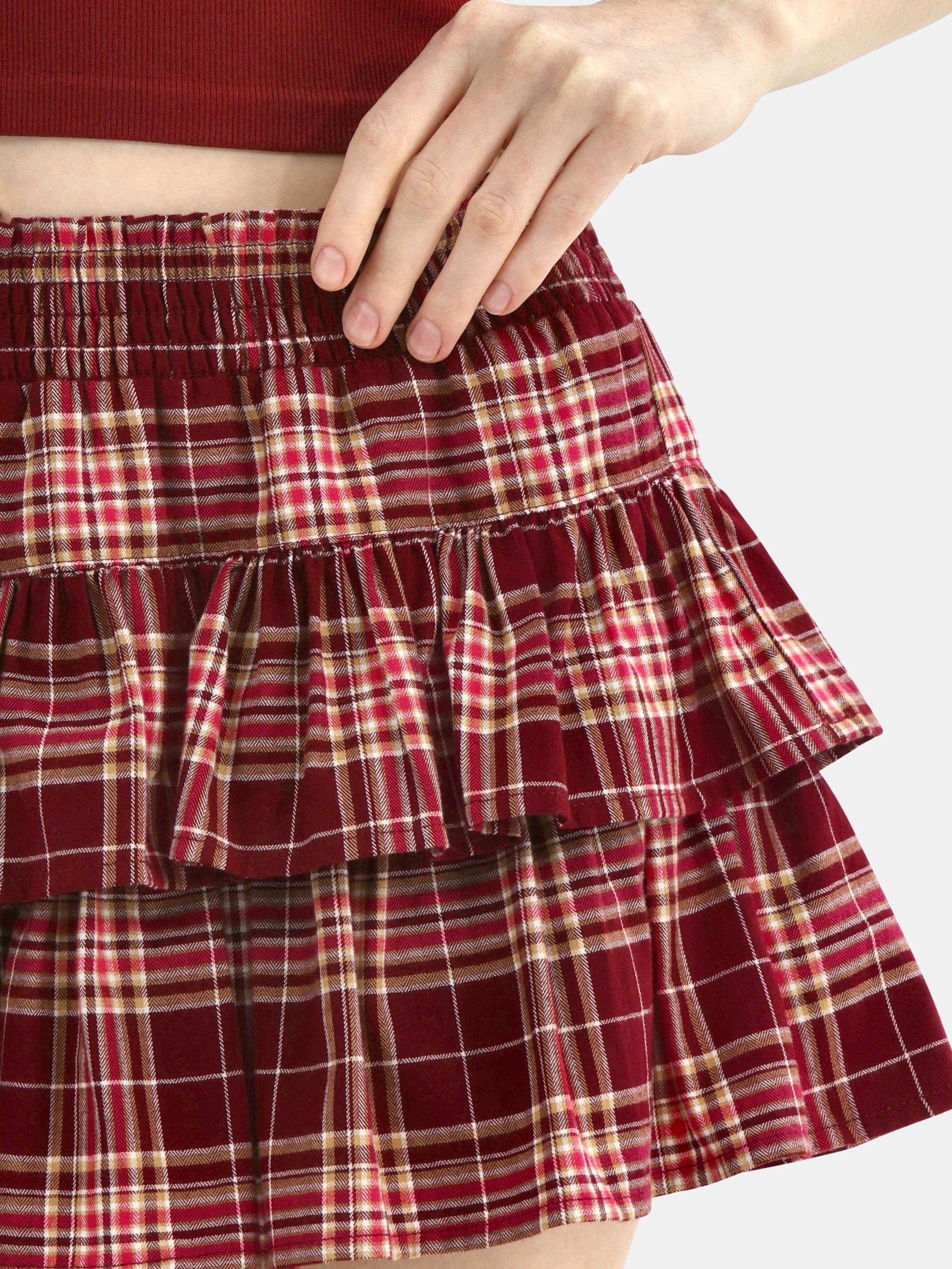 No Boundaries Woven Plaid Skort, Women's
