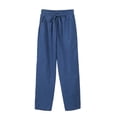 thumbnail image 3 of Blmnix Cotton Pants Business Casual Pants for Women Casual Pants Palazzo Pant High Straight-Leg Blue Cropped Tall Sweatpants for Women,XL, 3 of 4