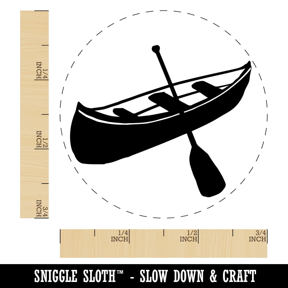 Canoe Water Boat with Paddle Self-Inking Rubber Stamp Ink Stamper - Black Ink - Small 3/4 Inch
