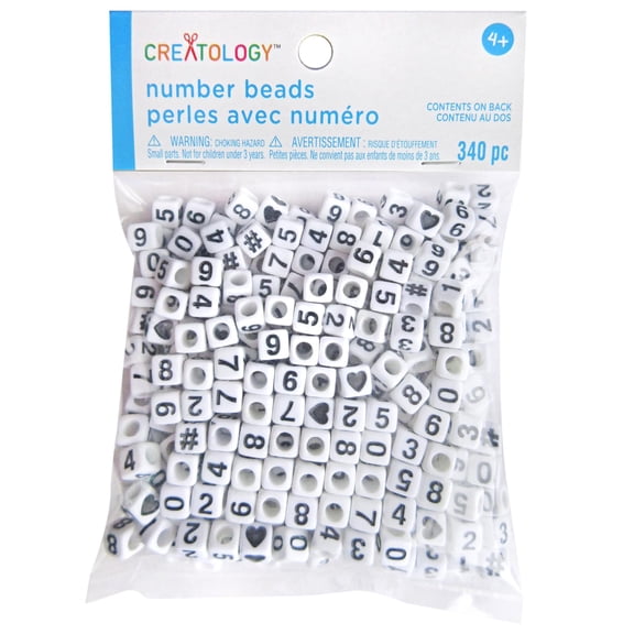 12 Packs: 340 ct. (4,080 total) White Number Square Beads by Creatology