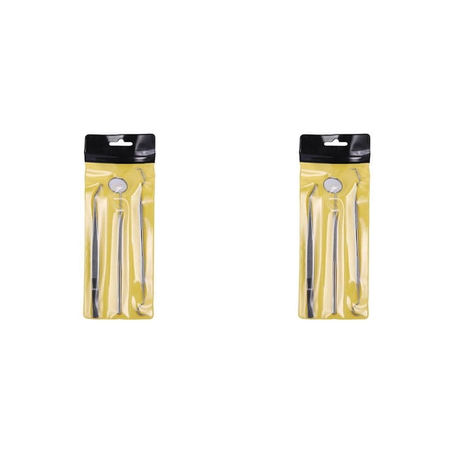 Vogacara Espejo de acero inoxidable, conjunto de herramientas preparadas para dentista, Kit de sonda para el cuidado de los dientes, 3 piezas 2piezas