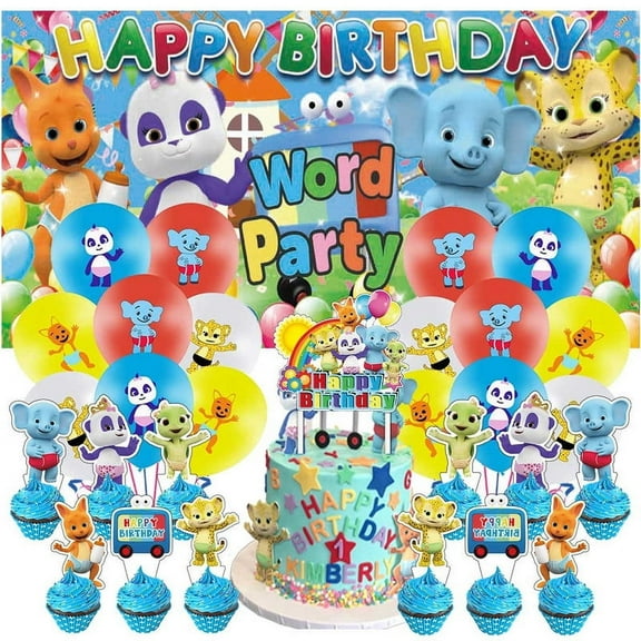 Word Party Party Supplies Latex Balloons Decor Banner Backdrop Kit Birthday Decorations