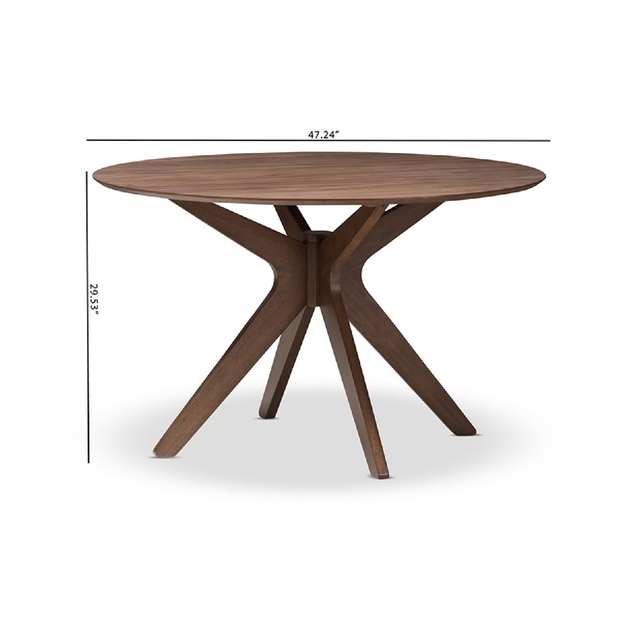 Baxton Studio Monte Round Wood Dining Table in Walnut Brown