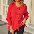 thumbnail image 5 of Fmbrln Womens Knitted Cardigan Sweaters Long Sleeve Crew Neck Button Open Front Cardigans Casual Loose Solid Color Cardigan Coat Red M, 5 of 5