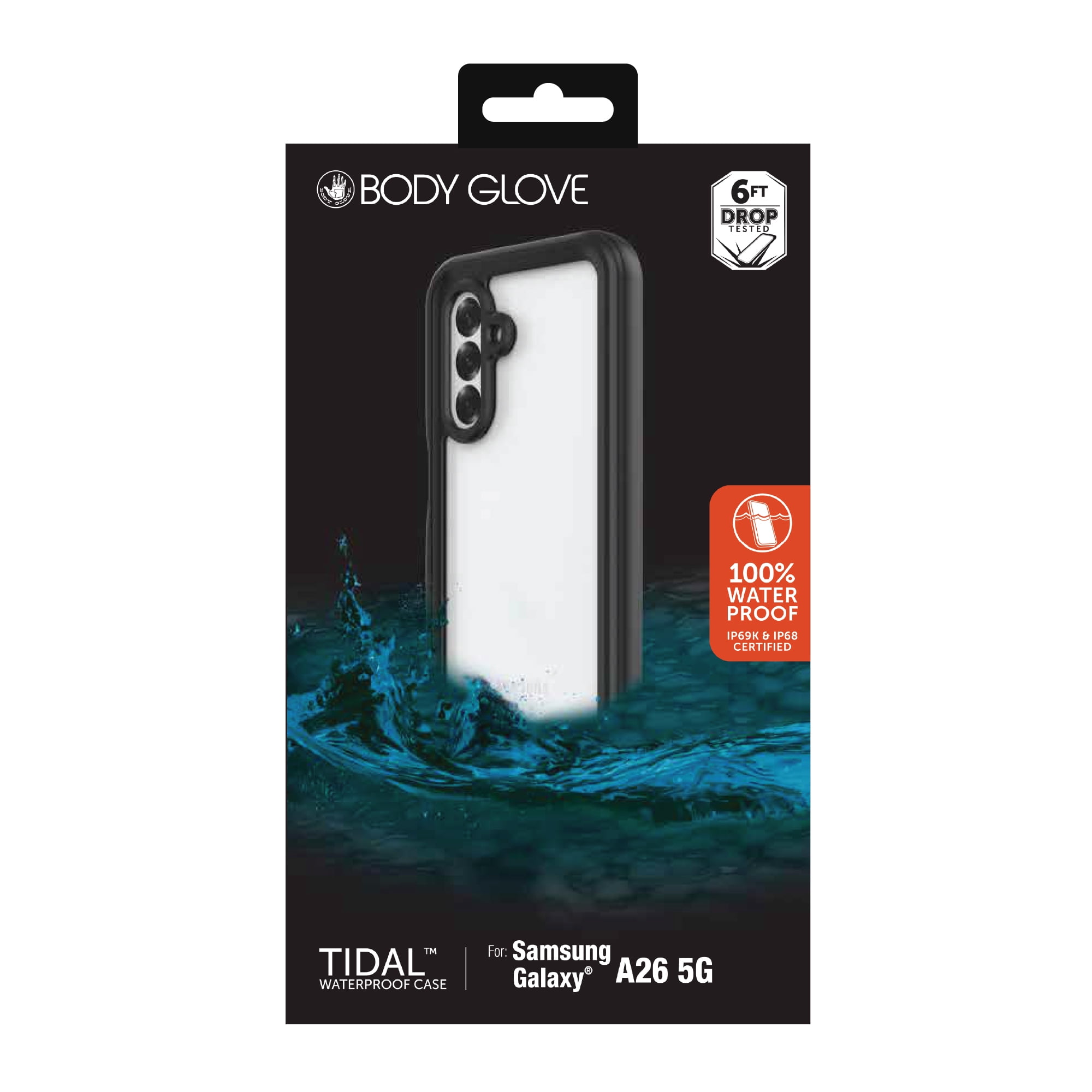Body Glove Tidal Waterproof Phone Case for Samsung Galaxy A26 5G - Black/Clear