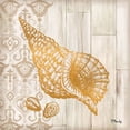 thumbnail image 2 of Gango Home Decor Coastal Distressed Beach Decor | Gold & Brown Saint Tropez Shell Nautical by Paul Brent (Ready to Hang); Two 12x12in Brown Framed Prints, 2 of 5