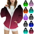 thumbnail image 4 of Fmbrln Girls and Boys Gradient Print Fleece Hoodies Long Sleeve Full Zip Up Hooded Sweatshirts Fall Winter Fashion Warm Athletic Coat with Pockets, Sizes 4-14Y, 4 of 4