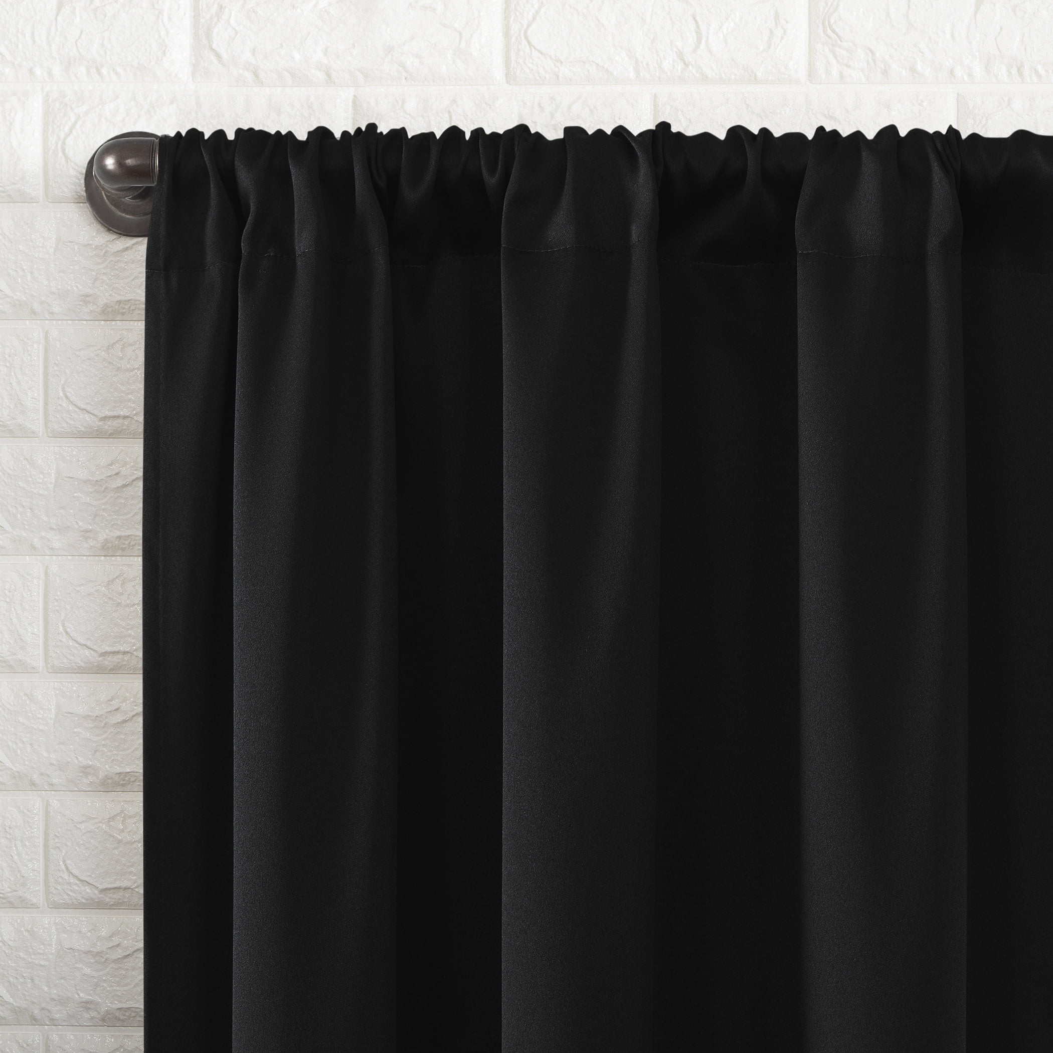 Sun Zero Bergen Theater Grade Extreme 100% Blackout Rod Pocket Curtain Panel, 40"X84", Black