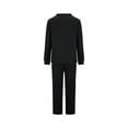 thumbnail image 6 of Pajamas for Women Set Fuzzy Fleece Long Sleeve Shirt And Wide Leg Pants Pj Suits Fashion Warm Loose Loungewear (Black XL), 6 of 6