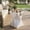White Marble + Magnesium Oxide, variant on Modern Geometric MGO Hourglass Side Table, 18.5"H Faux Marble End Table, Weather Resistant for Indoor Outdoor