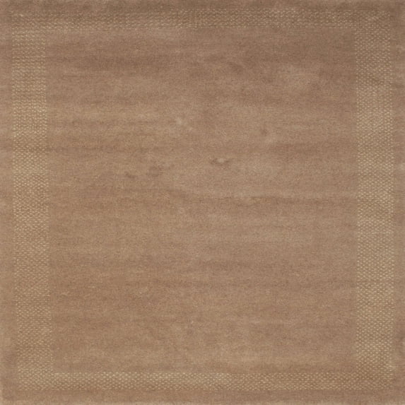 Ahgly Company Indoor Square Contemporary Orange Brown Abstract Area Rugs, 7' Square