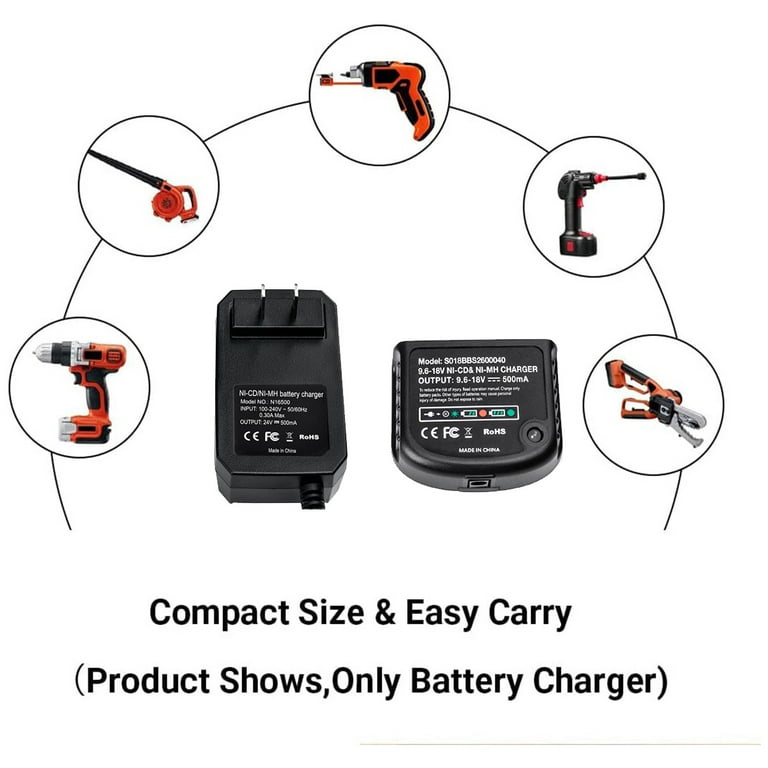 Lithium Battery Charger for Black & Decker, 9.6V-18V Compatible