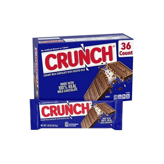 Crunch 100% Real Milk Chocolate Candy Bars, Perfect Mother's Day Gift for Mom, Full Size 1.55 oz (36 Count)