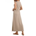 thumbnail image 4 of Fantaslook Womens Maxi Dress Round Neck Sleeveless Sundress Loose Split Wrinkle-Free Summer Long Dresses with Pockets, 4 of 8