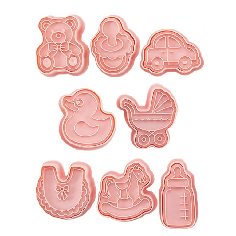 8Pcs/Set Baby Theme Cookie Cutters Anti-corrosion PP Celebration Birthday  Cookie Mould Stencils for Home Gold PP 