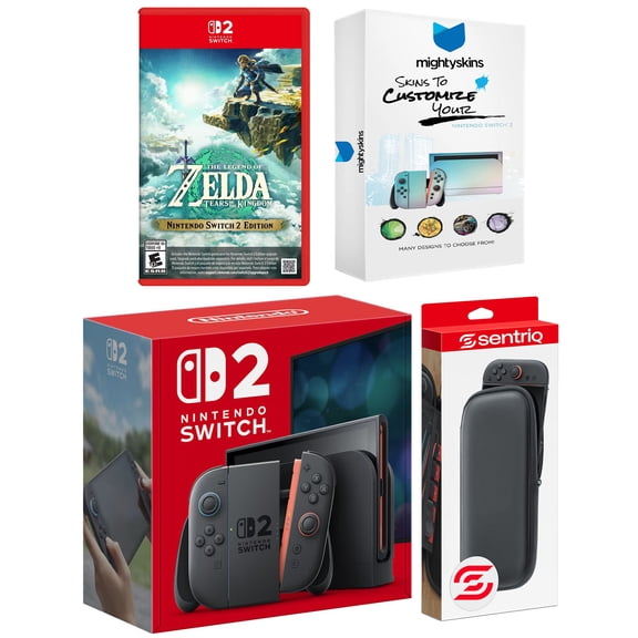Nintendo Switch 2 Video Game Console with Legend of Zelda Tears of the Kingdom, MightySkins Code and Protective Case Bundle
