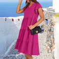 thumbnail image 3 of WILLBEST Robes Noires Sexy pour Femmes Robe d'Été à Manches à Volants Col en V Midi Mode 2024 Coupe Décontractée Fluide Robe de Plage Bohème, 3 of 7
