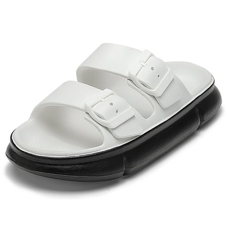 

Women s Comfort Adjustable Double Buckle Flat Sandals Lightweight Footbed Slip on EVA Slippers