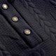 thumbnail image 4 of Mens Quarter Button Pullover Quilted Sweatshirt Knit Long Sleeve Mock Neck Sweater Navy Blue XXXL, 4 of 4