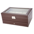 thumbnail image 3 of Caja de exhibición de joyas, caja de almacenamiento de relojes de 12 ranuras de doble capa, soporte de exhibición de joyas, diseño elevado, 3 of 9