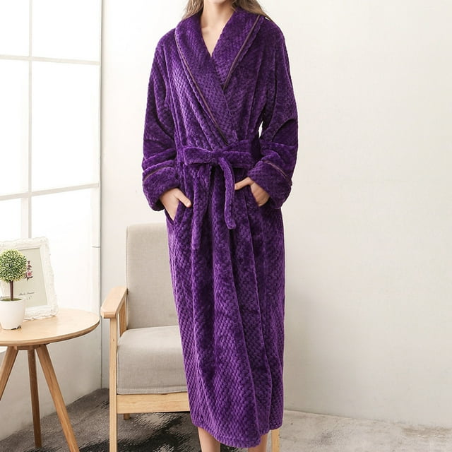 Hot ! TIMIFIS Mens Womens Robe Soft Plush Fleece Hooded Bathrobe, Full Length Long Warm Lounge Robe Spa Bath Robe with Hood pring/Summer