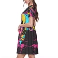 thumbnail image 2 of Balery Neon Gothic Skull Moon Vestidos sueltos de manga corta para mujer, vestidos de verano 2025, vestidos casuales de corte A con vuelo., 2 of 6